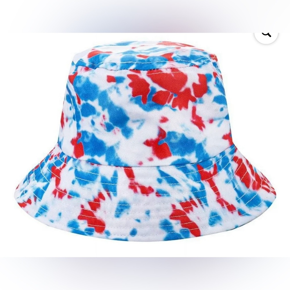 ‎ Red and Blue Tie-Dye Bucket Hat!